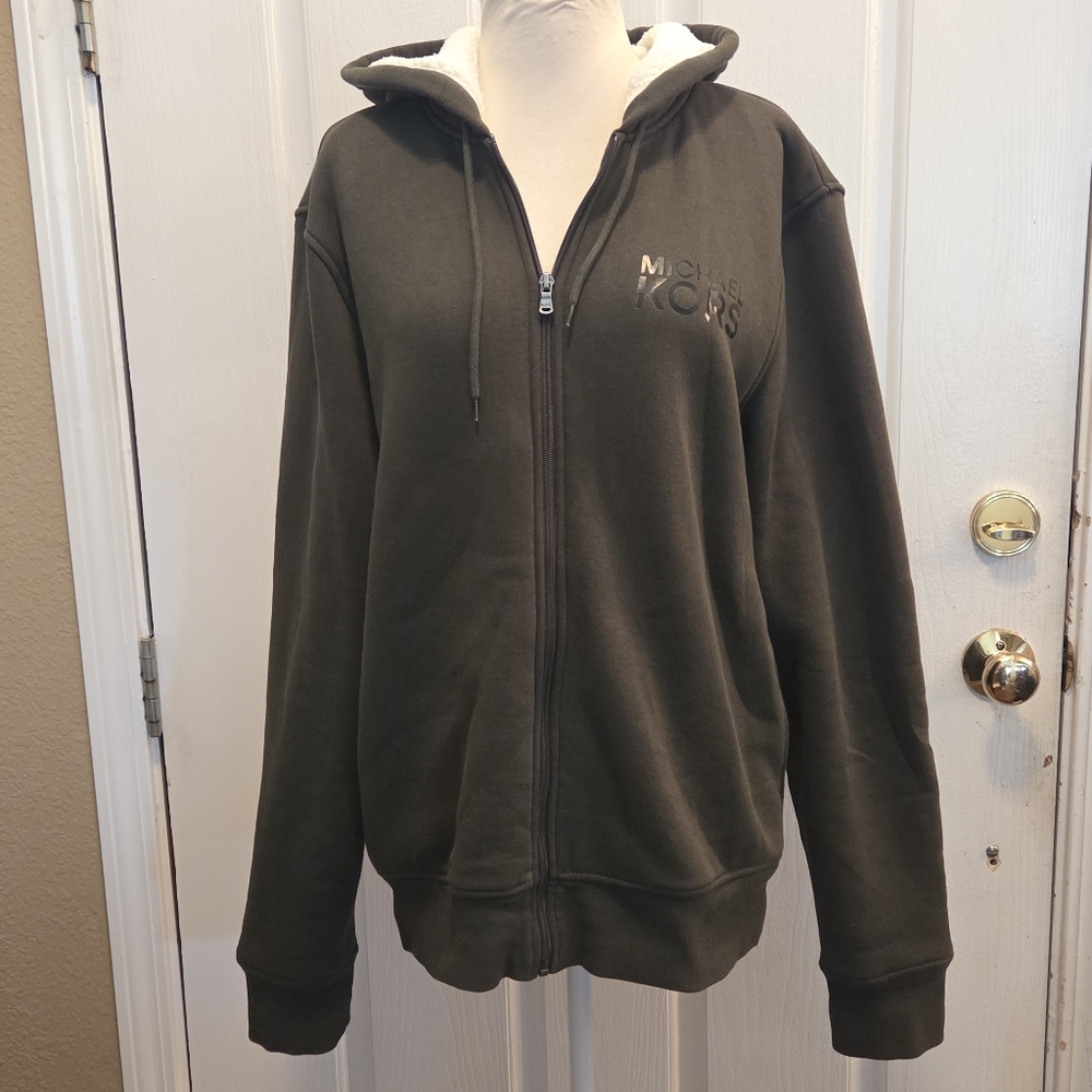 Michael Kors Sherpa Sweatshirt Full Zip Hoodie Hooded Unisex Men's Women's Large